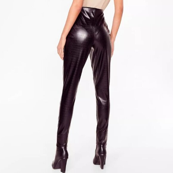 Nasty Gal Croc Faux Leather Leggings 6 NWOT - Picture 5 of 13